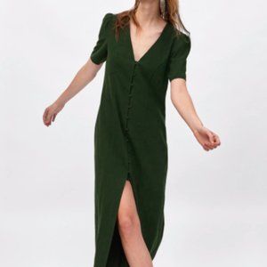 Zara BUTTONED DRESS - Green Size M